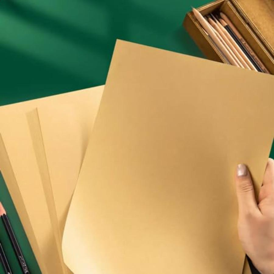 HningBuyox 300 PC Kraft Paper Sheets Brown Printer Paper 120g Double Size Brown Stationery Paper for Arts Craft Drawing DIY Pro