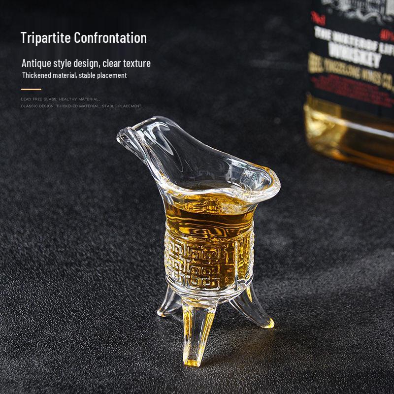 Ancient Emperor Antique Style Lead-Free Glass Wine Set: Three-Legged Small Cup