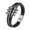 New Style Skull Bracelet for Men Multilayer Leather Cuff Zinc Alloy Jewelry Trendy Fashion