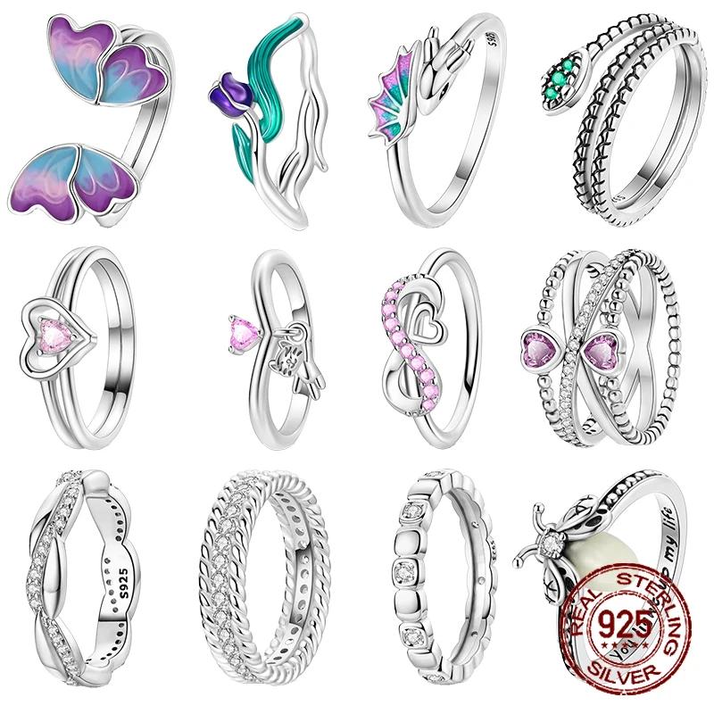 butterfly flower snake Original Luminous Firefly Rings Eternal Heart-Shaped Zircon Rings Fine Wedding Jewelry Gifts