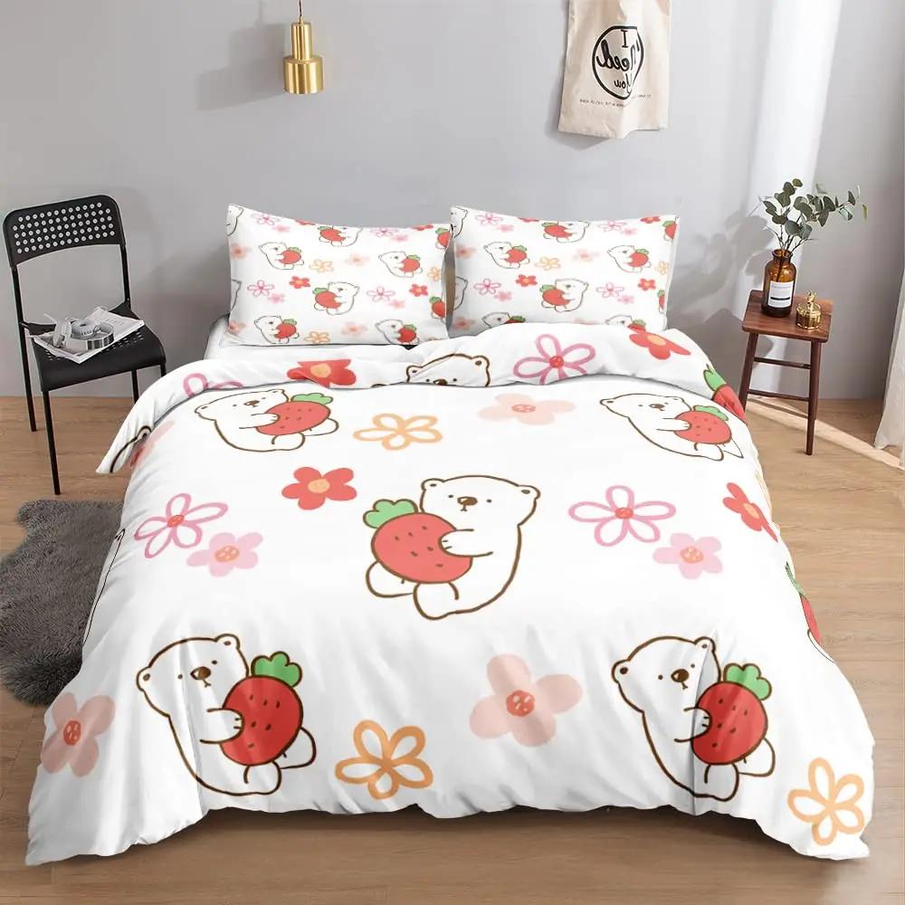 Kawaii Cat Duvet Cover Set for GirlsCute Cartoon Animal Kitten Bedding Set Lovely Romantic Theme Soft Comforter Cover Full Size