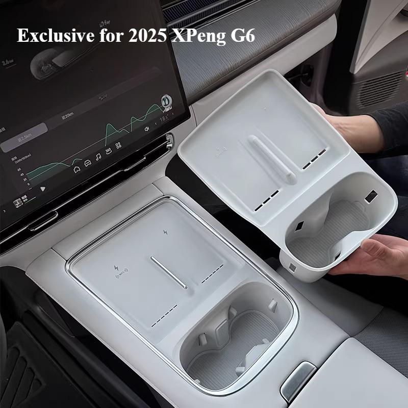 For XPeng G6 2025 Car Central Control Wireless Charging Silicone Pad Anti-slip Water Cup Holder Insert Mat