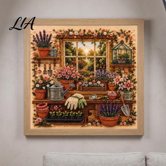 Decorative Crafting Supplies Vintage Room Diamond Painting Kit, DIY Art with Cozy Cottage Scenes, by Numbers Alternative Complete Tools Set