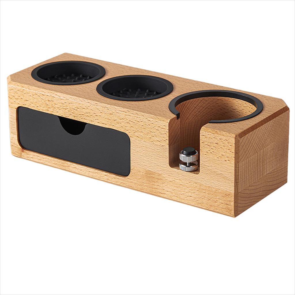 Holz Tamperstation mit Schublade Kaffee Werkzeug Kaffee Tamperstation Praktischer Tamping Ständer Geeignet für Verschiedene Orte