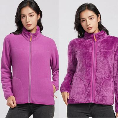 Autumn Winter Warm Thick Fleece Coat Womens Double Sided Coral Fleece Jacket Windbreaker Thermal Jacket Woman Clothing Outwear