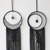 Black Macrame Wall Hanging Tapestry Sun Moon Dream Catcher Woven Handmade Home Decor