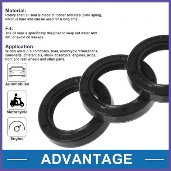 Oil Seal Seal Ring Rotary Shaft Seal Nitrile Rubber 25x37x7mm Black 5 Pcs New