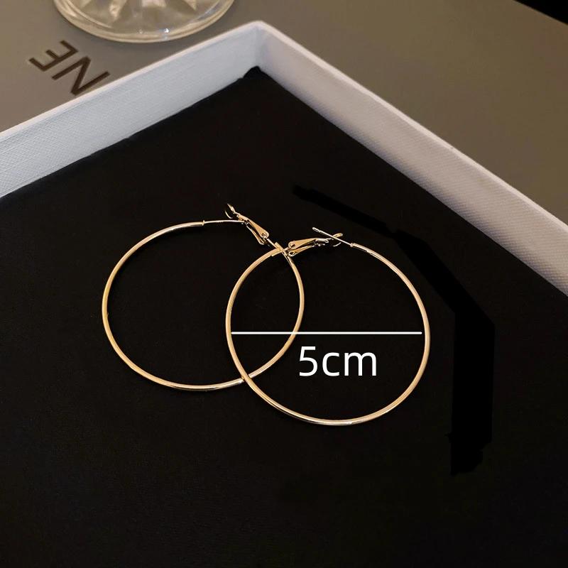 4CM 5CM 6CM Store Creoler for Kvinner Hiphop Rock Temperament Enkel Sirkel Rund Ørepynt Brincos Ornamenter Ørepynt