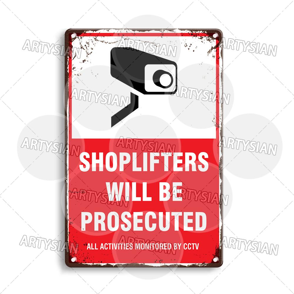Surveillance Warning CCTV Camera Metal Sign Video Monitoring Alert Plaque Crime Prevention Facility Shop Security Poster