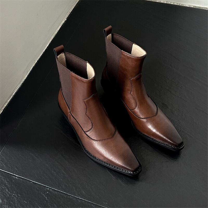 Fashion NEW Autumn Winter Split Leather Women Boot Fashion Short Boots Square Toe Chunky Shoes for Women Zapatos De Mujer Large Size