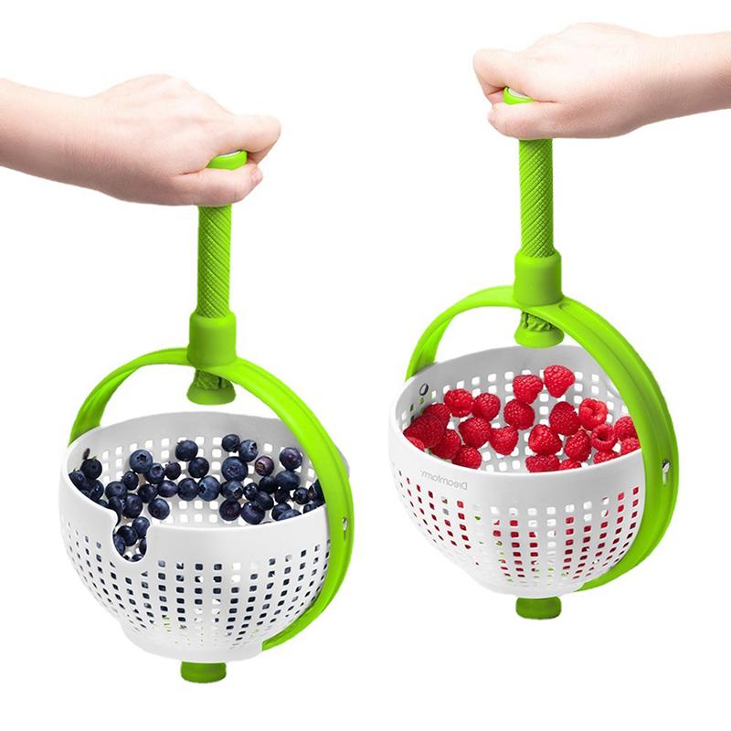 Salad Spinner Scratch Resistant Nylon Swivel Colander With Collapsible Handle
