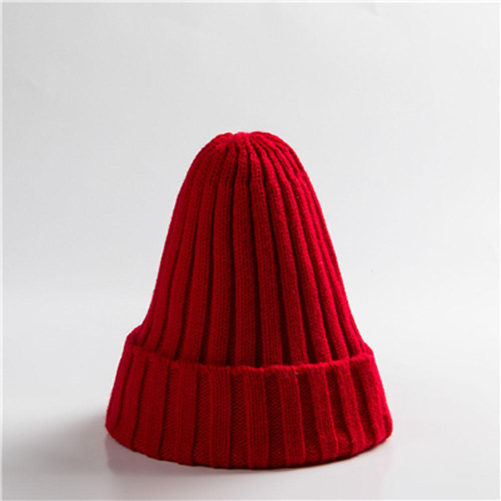 Trendy Autumn Winter Solid Edge Curl Woolen Knitted Skullies Beanies Unisex Ear Protection Warm Fitting Hood Hat