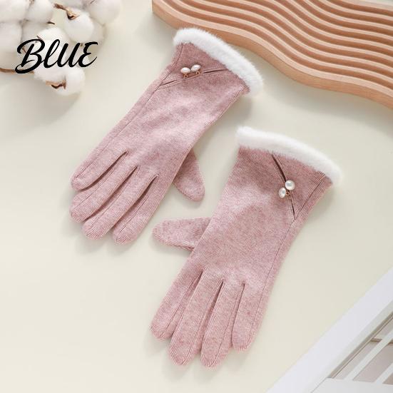 Stylish Gloves Winter with Fluffy Windproof Warm Touch Screen for Women Thermal Knitted Fur Trim