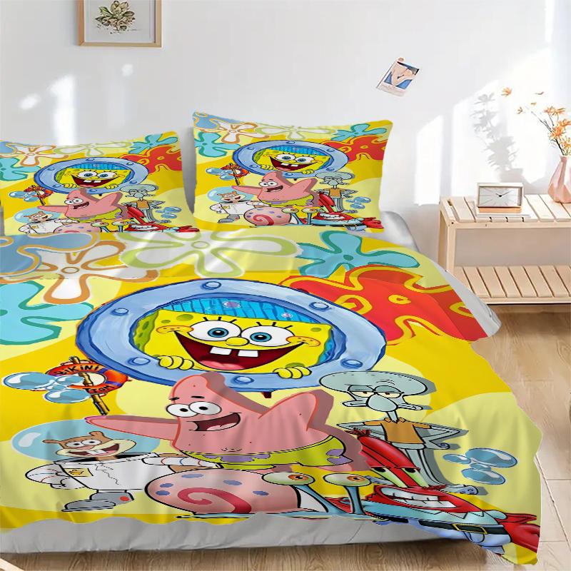 3Pcs Spongebob Friends Adventure Bedding Sets For All Sizes New 3D Printed Bed Cover Comforter Duvet Cover Pillowcase Bedroom Decoration