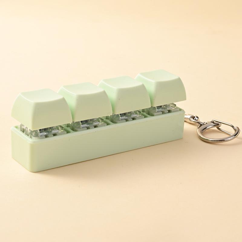 4 Keys Button Keycap Stress Relief Adult Fidget Toy Keychain 4 Keys Keyboard Fidget Gadgets Toys Diy Keyboard Keychain Toys