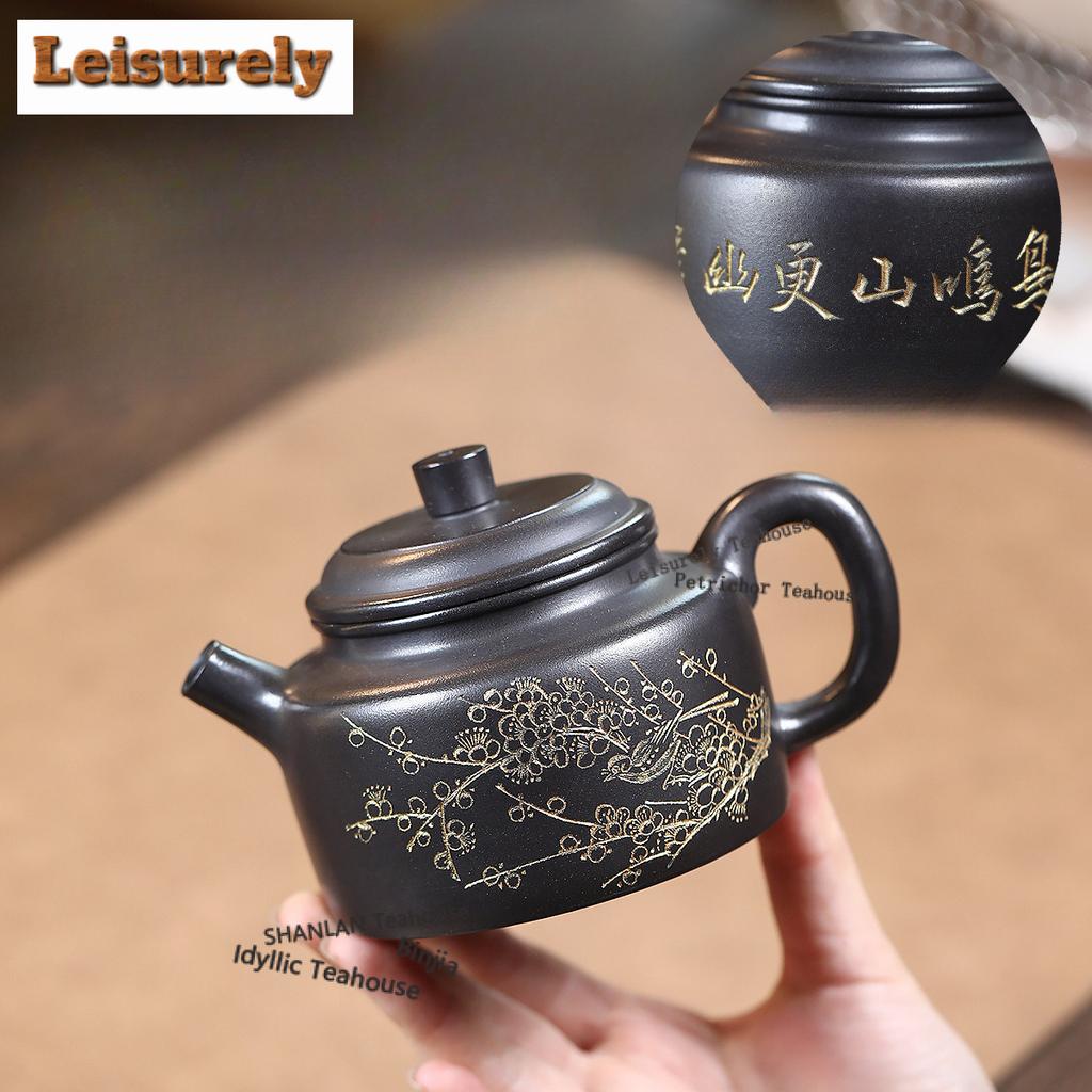 260ml Yixing Lila Ton Teekannen Künstler Handgefertigt Pflaumenblüten Topf Rohmaterial Stein Gelber Ton Teekocher Kessel Zisha Teegeschirr Handwerk