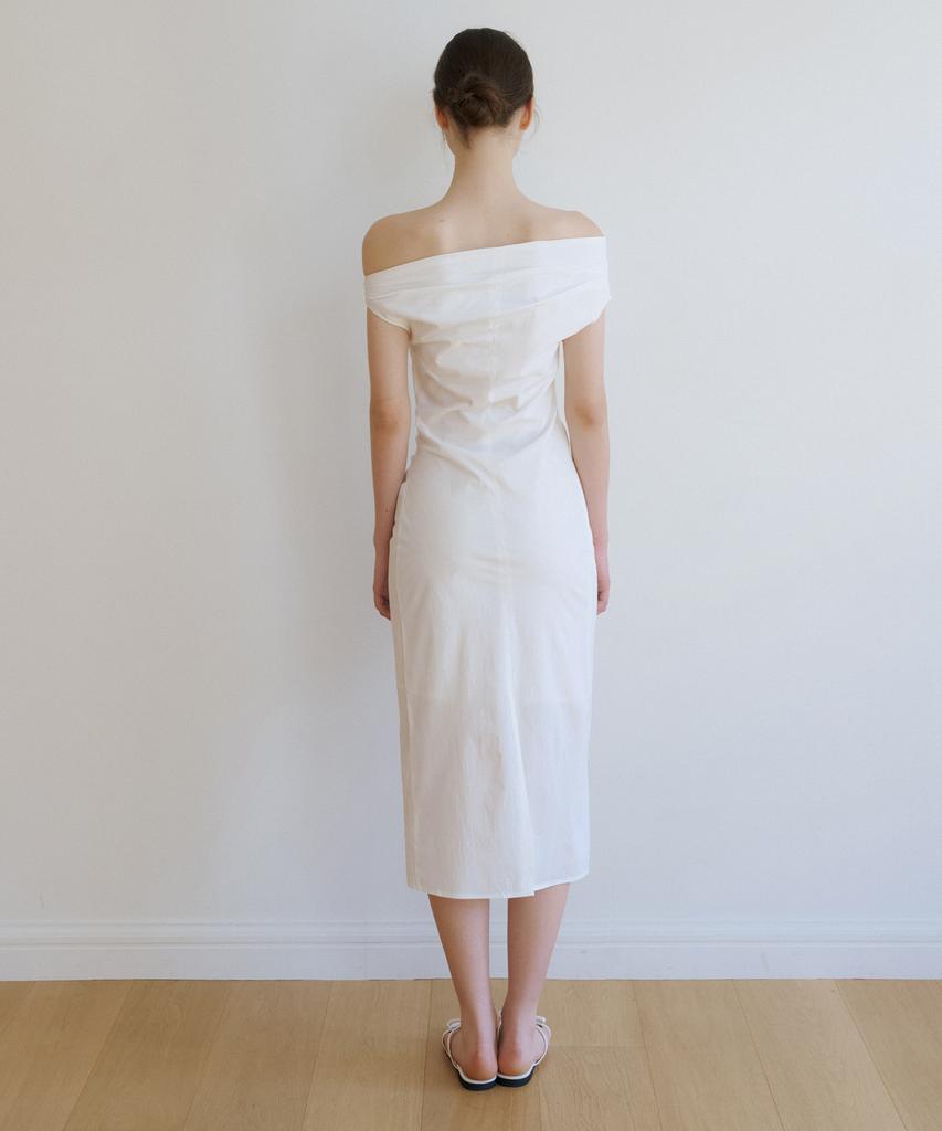 Riorg Wa Unbalanced Drape Sleeveless Ops White