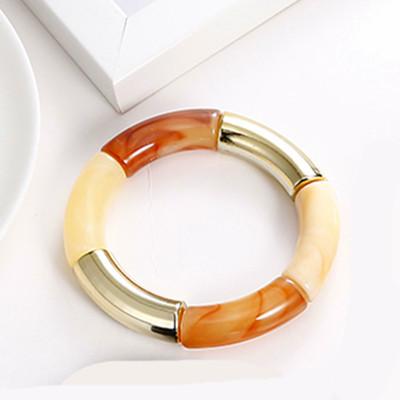 Acrylic Curved Bead Chain Charm Bracelet For Women Boho Mix Color Tube Beaded Cuff Bracelets & Bangles Fashion Femme Accessories