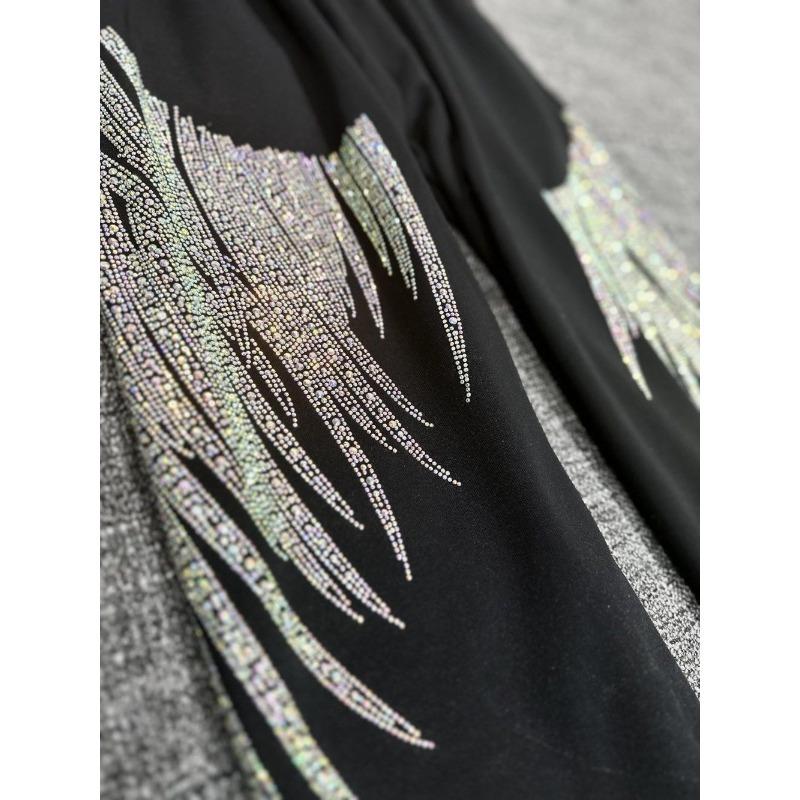 Plus Size High Waist Rhinestone Graphic Pants Women Autumn Winter Baggy Joggers Casual Straight Sweatpants