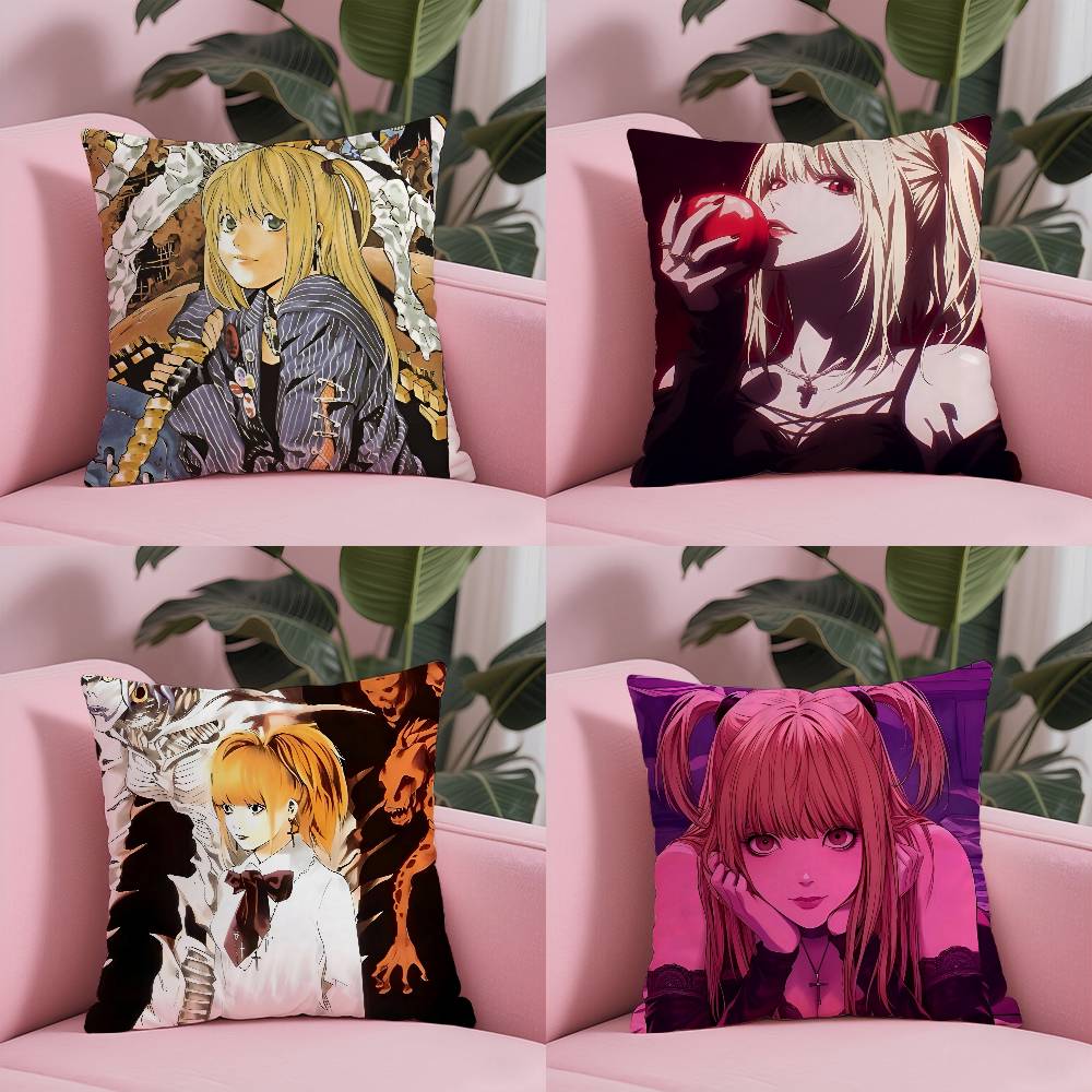 Anime D-DeathNote M-Misa Amane Kissenbezug Milbenabweisender Kissenbezug Unsichtbarer Reißverschluss Seidig kurzer Plüsch Sofakissenbezug