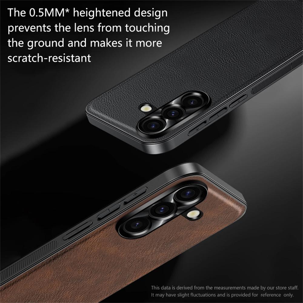 For Samsung Galaxy S24+ Case PU+TPU+PC Phone Back Cover with Metal Lens Frame