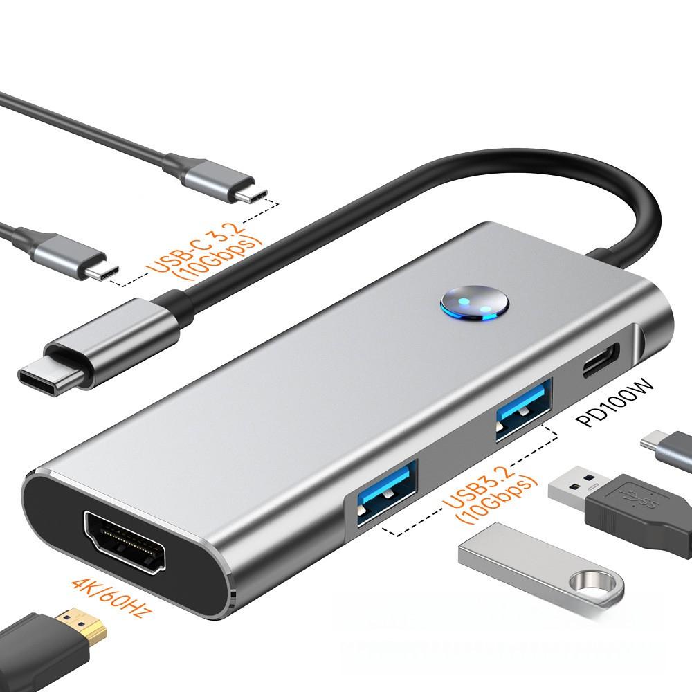 Type-C Docking Station (HUB), One-click Screen-off USB Converter, 4K High-definition Screen Projection, Laptop Multi-interface