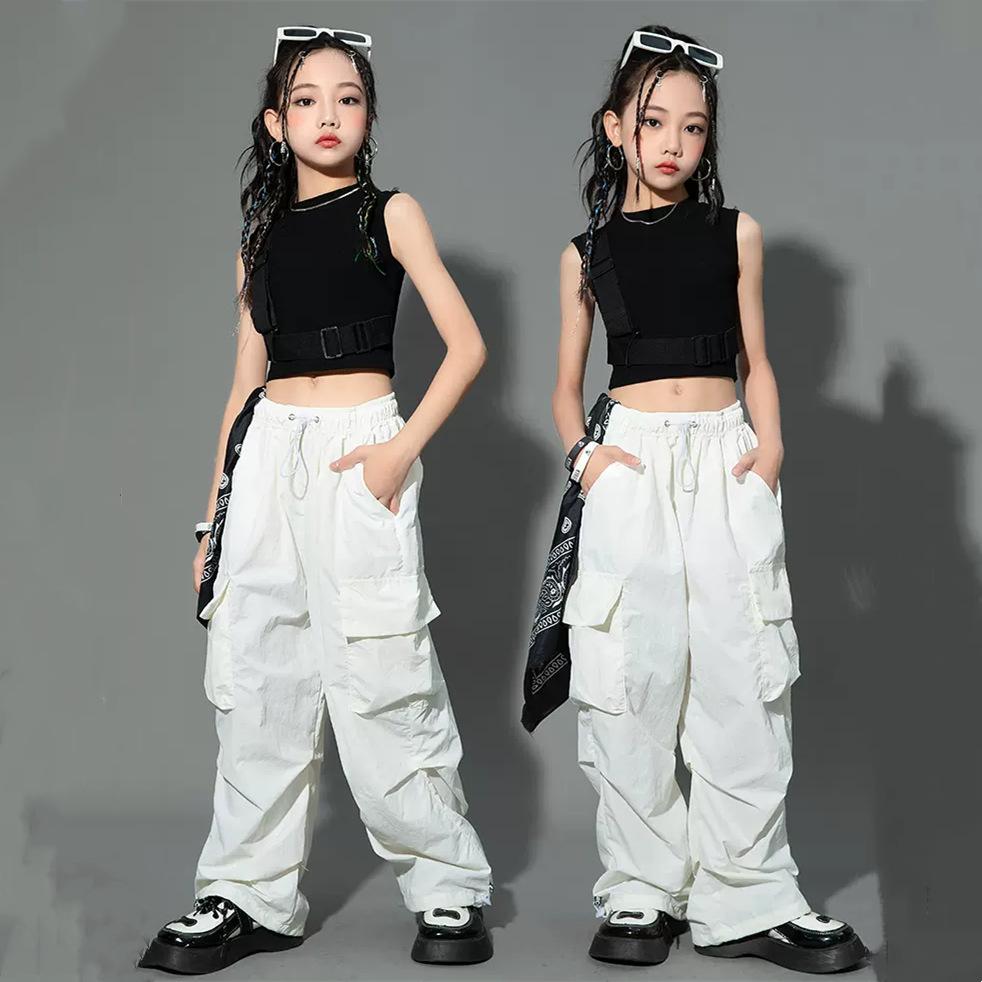 5-14 Jahre Kinder Hip Hop Joggers Hosen Hohe Taille Vintage Casual Streetwear Baggy Pants Mädchen Cargohose Teenager Gerade Hose