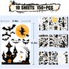 Halloween Window Stickers, 10 Sheets 150+PCS Halloween Skeleton Bats Ghosts Window Clings Party Decoration, Decals for Glass Windom Indoor and
