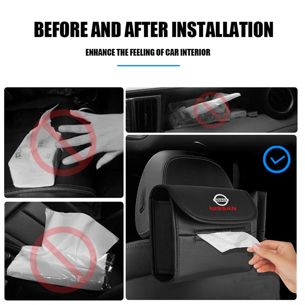 AUK2 For Nissan X-trail Qashqai J10 J11 Note Juke Patrol Navara Car Storage Box Back Seat Suspension Fixing Tissue Box Center Cover