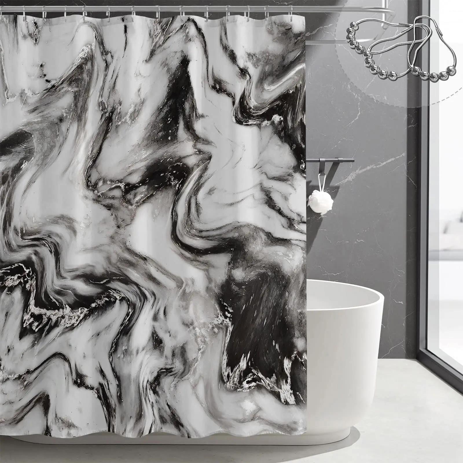 

Серый, золотой, мраморный, с текстурой чернил, комплект занавесок для душа, абстрактная современная занавеска для душа для декора ванной комнаты, водонепроницаемая моющаяся ткань W90xH180cm
