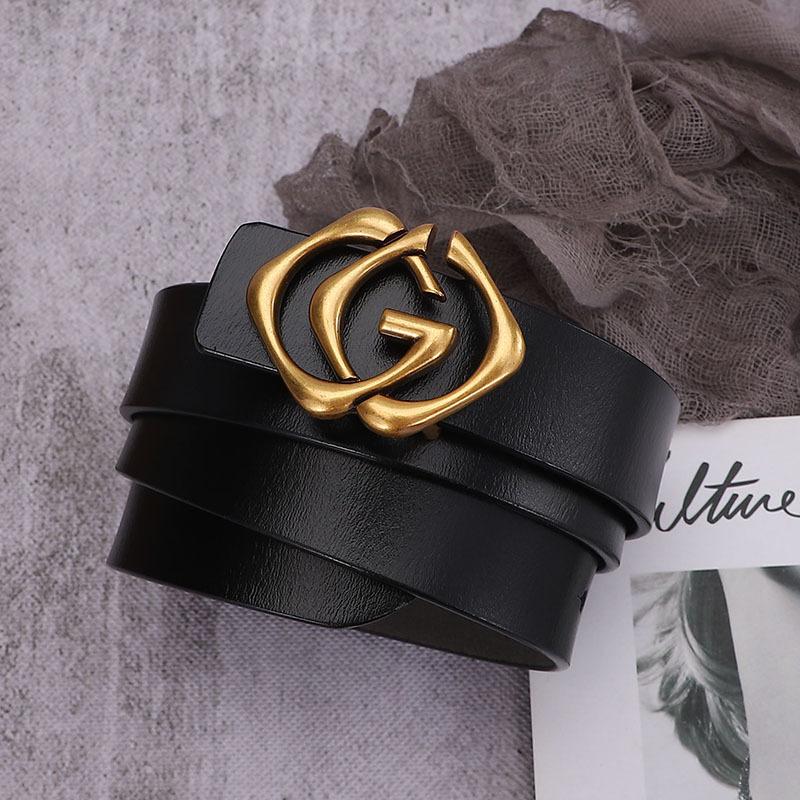 Antique Cowhide Casual Belt Women'S Leather Smooth Buckle Simple Belt