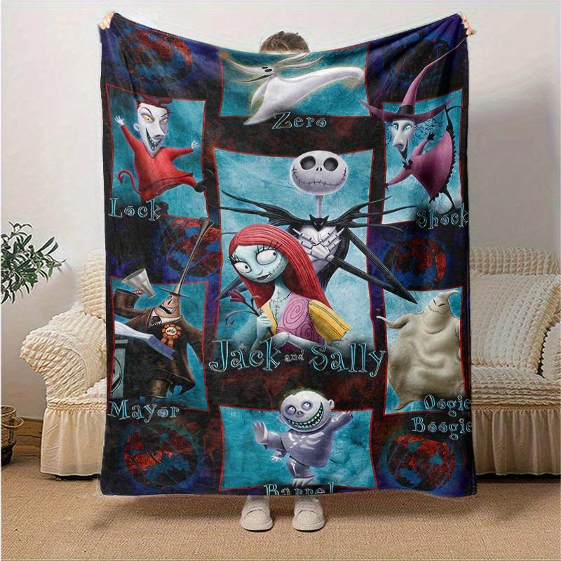 1pc, Cozy Nightmare Before Christmas Home Decor Blanket: Perfect Flannel Throw for Bedroom, Living Room, Travel, Camping, Car