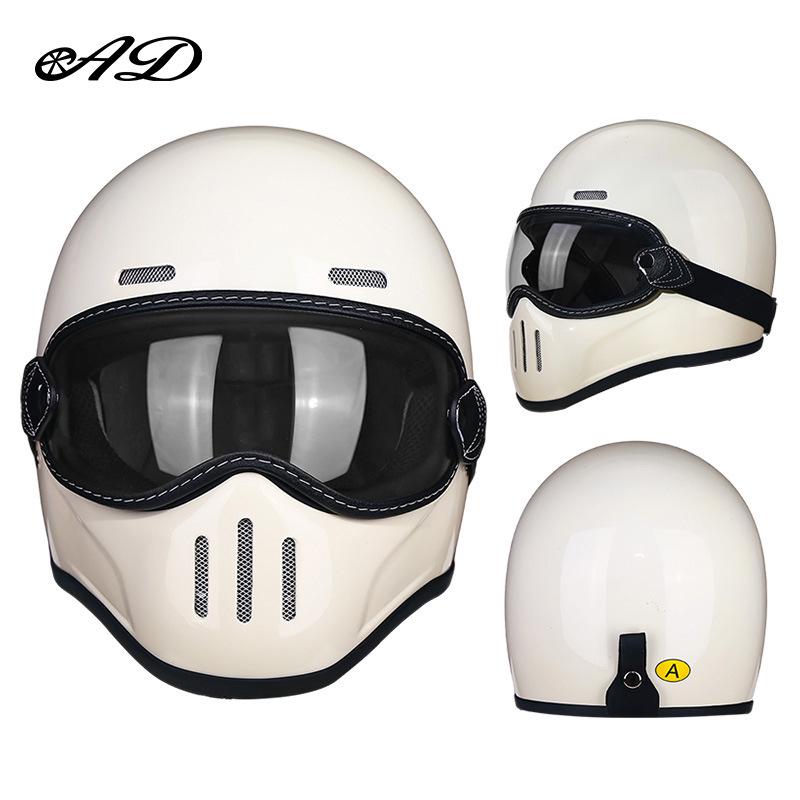 AD Fiberglass Retro Full Face Motorcycle Helmet for Men and Women