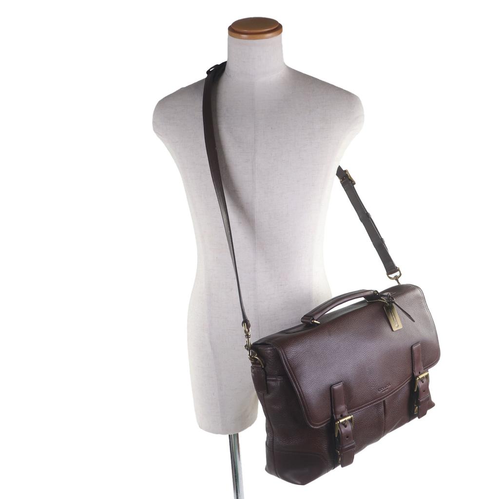 Great COACH Briefcase Old Coach 2-way business bag Brown leather mens 70480 Used