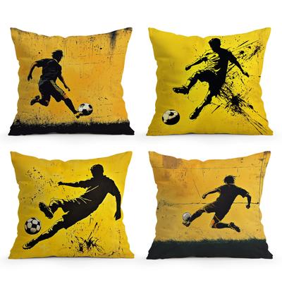 4 Stück/Set Fußball Kissen Kissenbezug Polyester Kissenbezug Dekokissen Kissenbezug Zuhause Auto Sofa Dekor