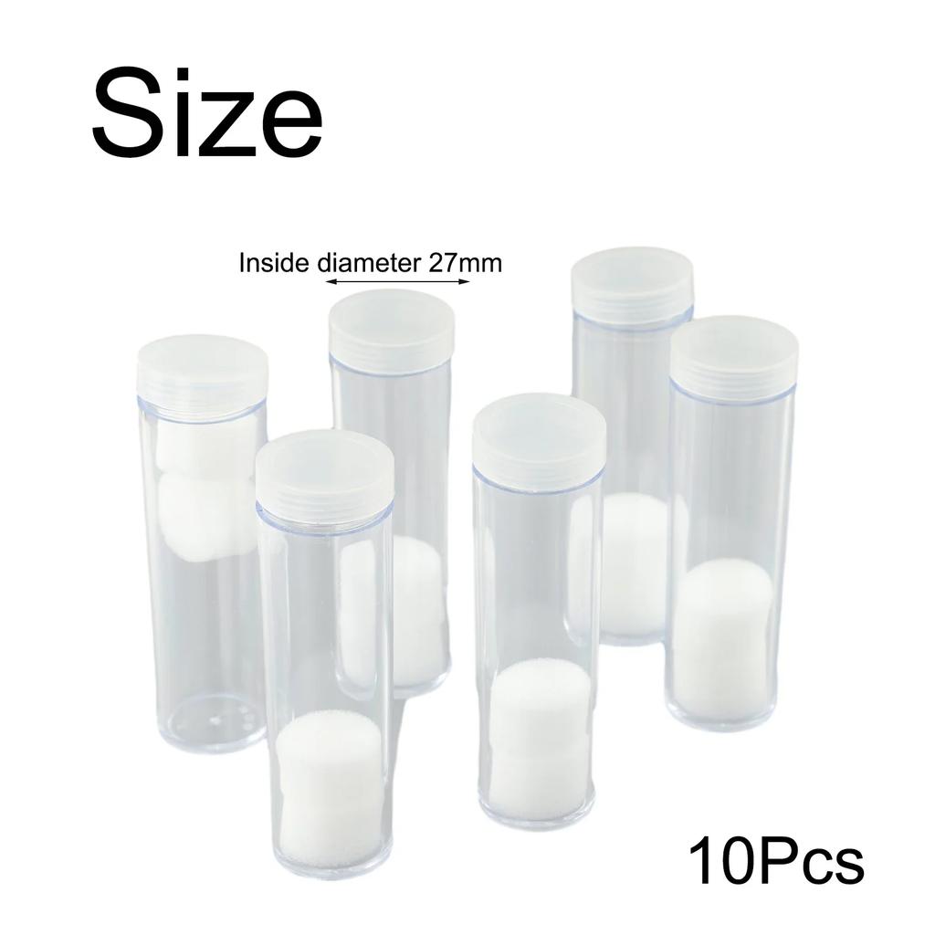10 stuks 27/30 mm Transparante Plastic Rol Munten Opbergbuis Beschermende Buis Houder Munten Verzamelen Beschermen Organiser Grootware Gereedschap