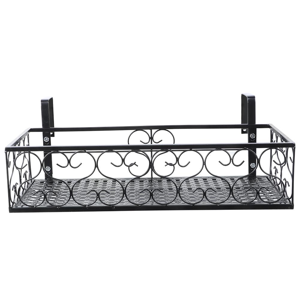 Iron Balcony Hanging Flower Rack Pot Stand Plant Storage Railing Shelf Decoration
