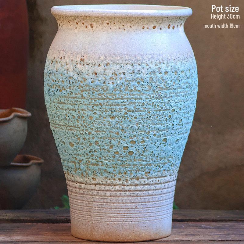 Handmade Large Purple Clay Ceramic Pot for Succulents and Bougainvillea – Breathable, Coarse Pottery Design for Living Room.