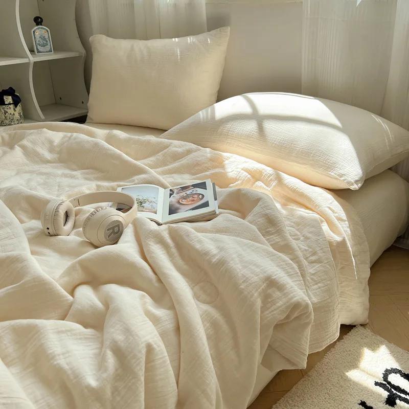 

New class A double-layer yarn Xia Liang quilt four-piece summer single dormitory thin quilt summer air conditioner quilt 110x150cm 2pcs