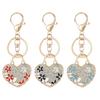 Keychain Pendant Heart Shape Charm Key Holder with Enamel Flower Design Lightweight Anti-Oxidation Durable Lobster Clasp Keyring