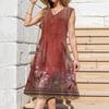 Women Summer Dresses Sleeveless Casual Loose Swing Button Down Midi Sundress With Pockets
