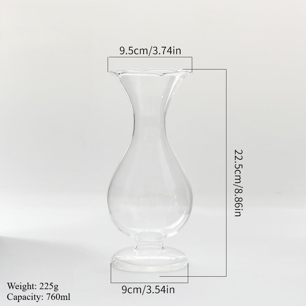 French-style Colored Transparent Glass Vase for Hydroponic Flower Arrangement Suitable As Dining Table Home Decorative Item
