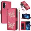 Glitzer Schmetterling Reißverschluss Veganes Leder Handyhülle Für Galaxy A07 4G / A06 5G / A06 4G, Kartenhalter Handgelenkschlaufe Stoßfeste Hülle