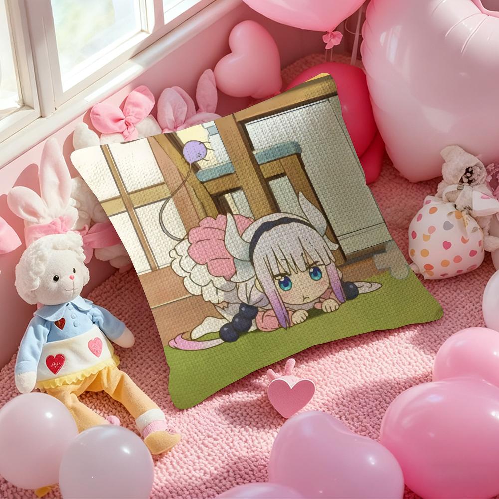 Cartoon Miss Kobayashi’S Dragon Maid-C Anti-Dustmite Pillowcase Invisible Zipper Silky Short Plush Sofa Cushion Cover