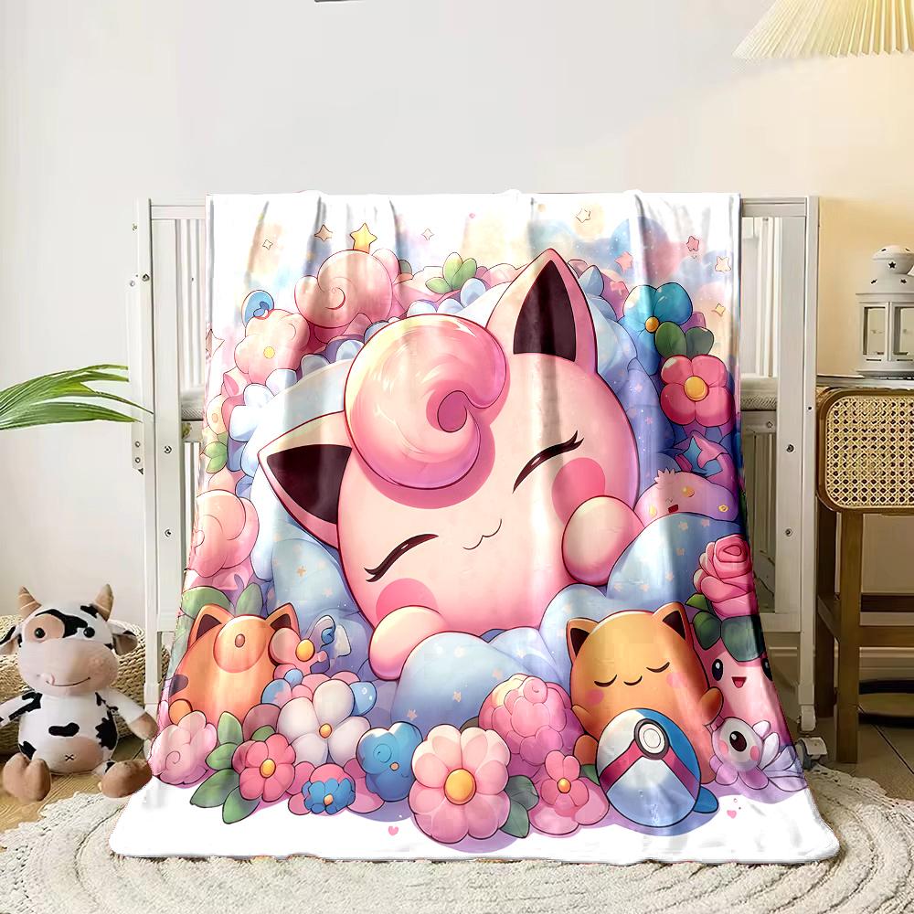 

Cute Pokemon Jigglypuff Blanket Bedroom Living Room Sofa Study All Seasons Shawl Blanket Kids Adult Gift Blanket Free Shipping 75x90cm