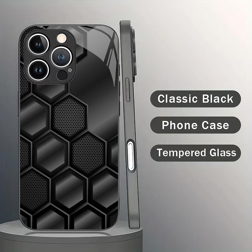 Irregular pattern design tempered glass mobile phone case suitable for iPhone17/16/15/14/13/12/11Pro Max all-inclusive anti-fall
