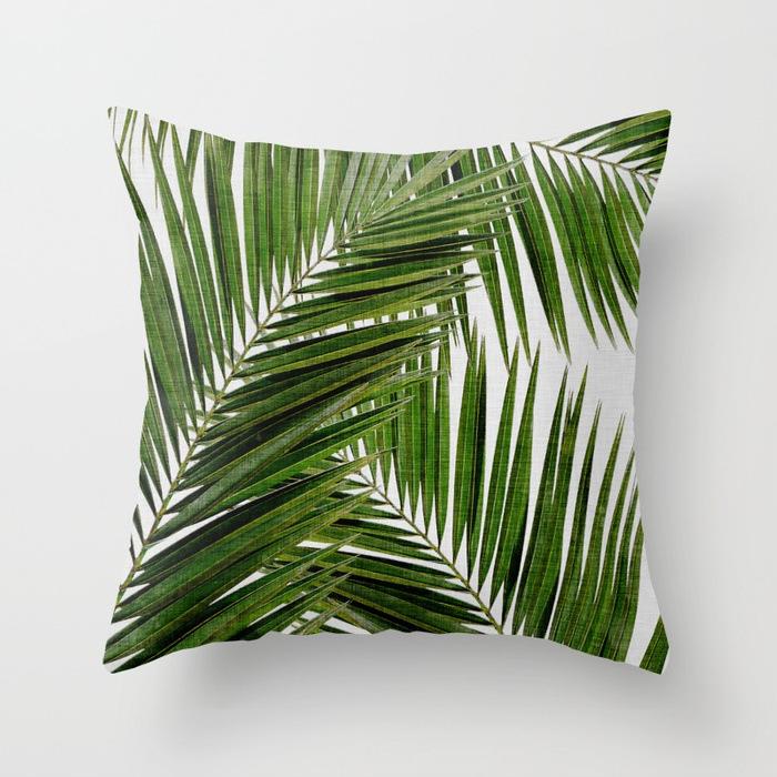 Fashionable Tropical Plant Polyester Pillowcase Office Fabric Sofa Cushion Cover Home Peach Leather Velvet Pillowcase