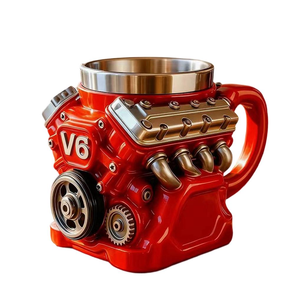 V8 Motor Resin med Innerfoder, Mugg, Högkvalitativ Känsla, Personlighet, Mekaniskt Prydnadsföremål, Hantverk
