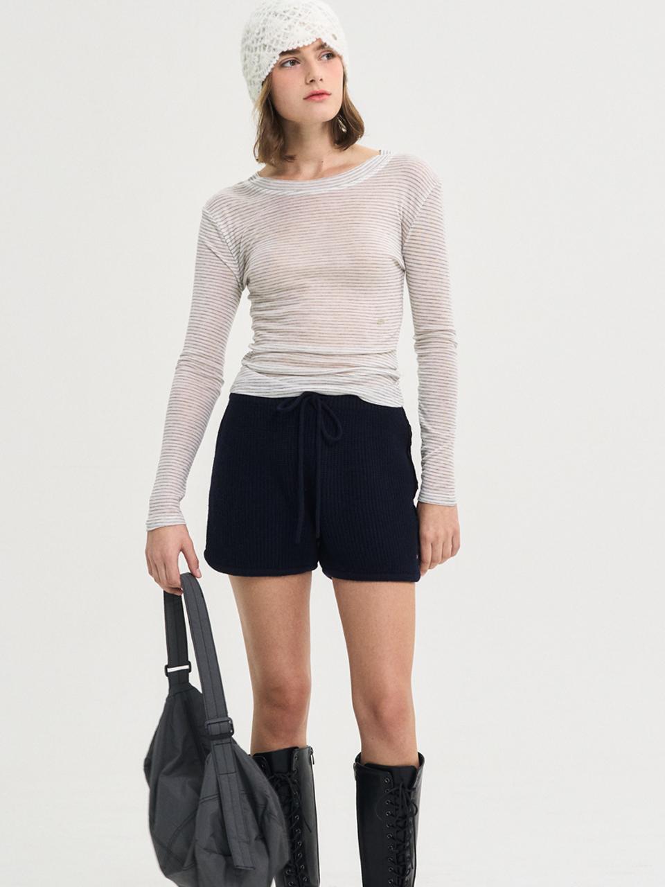 Sorry, Too Much Love Ciara Stripe Wool T-Shirt_Ivory Ivory
