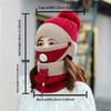 2025 3-teiliges Masken-, Hut- und Schal-Set für Damen, Herbst und Winter, Mütze, verdicktes Fleece, warm, Ohrenschutzkappe, Set mit extra Flausch